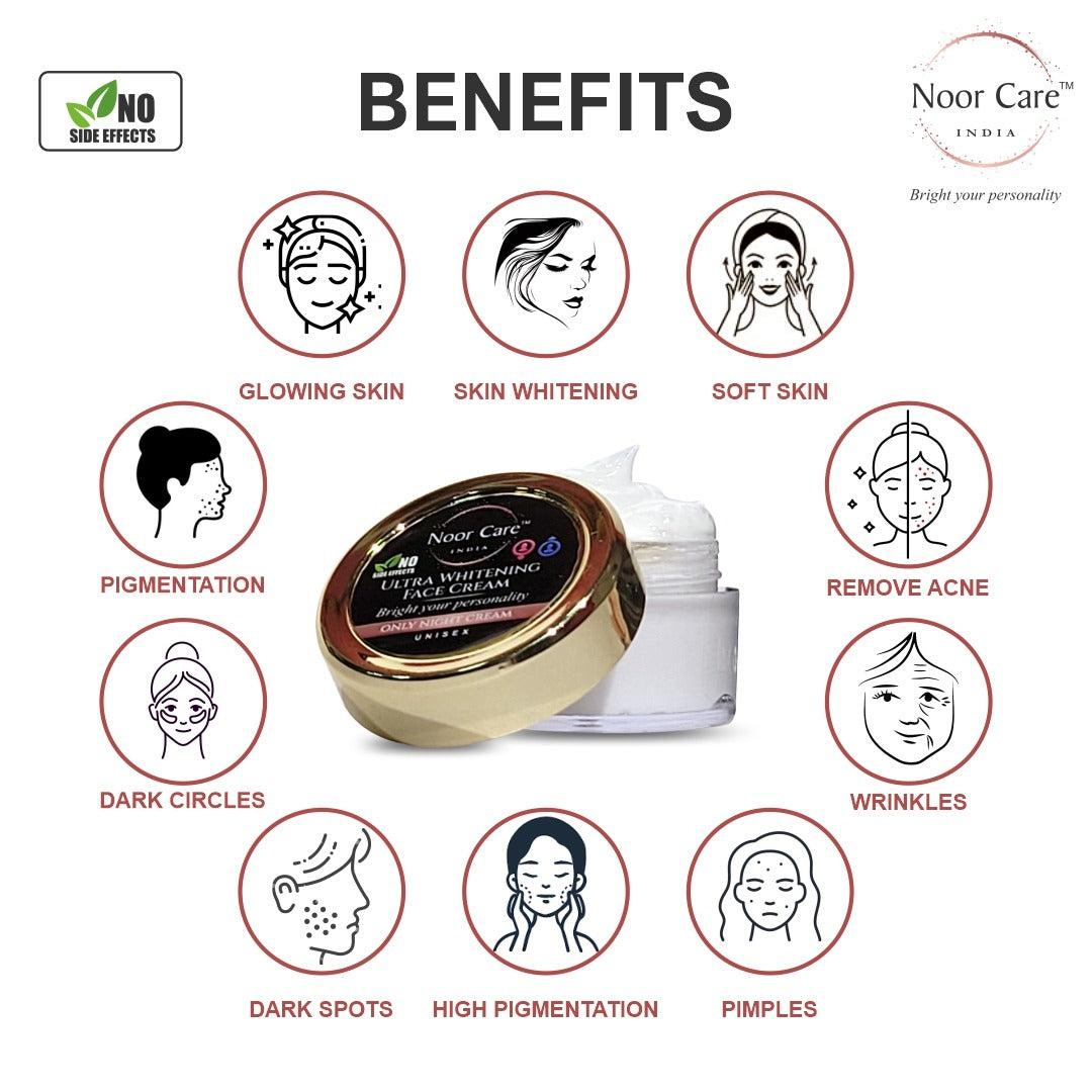 Noor Care Skin Whitening Combo | Ultra Whitening Night Cream & Goat Milk Rice Soap